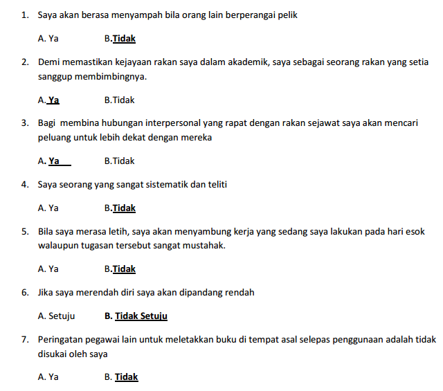 Ujian Penaksiran Personaliti Pembantu Tadbir N17 SPA