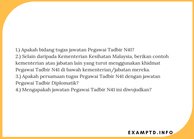 Soalan Temuduga Pegawai Tadbir N41 - Exam PTD