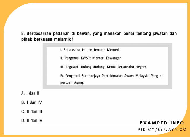 Contoh Soalan Pengetahuan AM Peperiksaan Pegawai Tadbir 